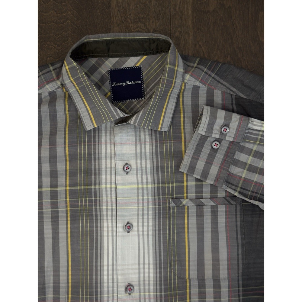 Tommy Bahama Shirt Mens Size L Long‎ Sleeve Button Up Casual Striped 100% Cotton